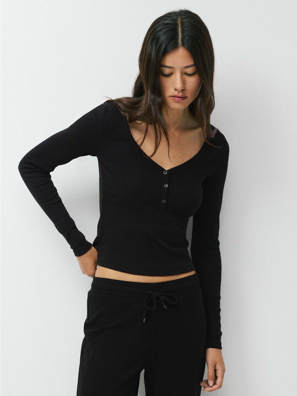 Aritzia Homestretch Rib Acoustic Henley Size XL